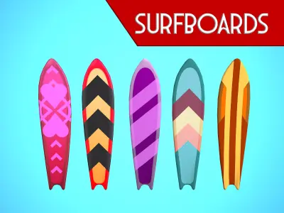 SURF BOARD 06-10 CARTOON STYLIZED 3D Model Pack