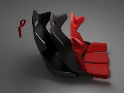 racing bucket seat pack of 3 Low-poly 3D model