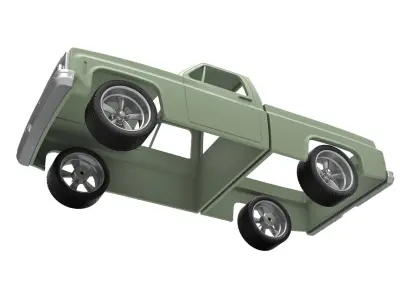 Shell 1980 Chevrolet C10 with style grid Scale 1 to 25 3D print model