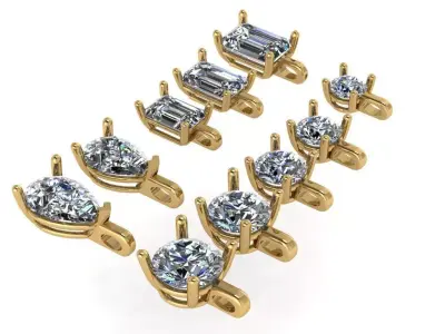Griff 4 prong setting  diamond set of 10 simple straight bail  3D print model