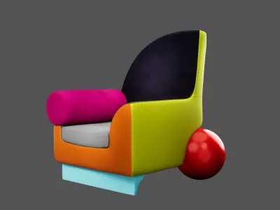 Memphis Bel Air Abstract Colorful Armchair 3D model
