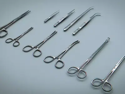 Forceps Tweezer Pincette - Medical Instruments Low-poly 3D model