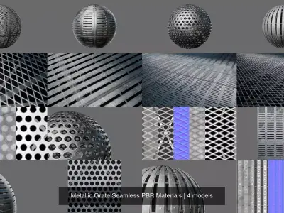 Metallic Grate Seamless PBR Materials Texture