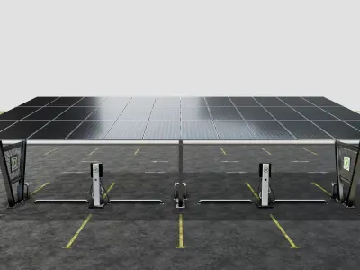Solar Carport-4 Car Carport-3x12 Panels-Type-1 3D model