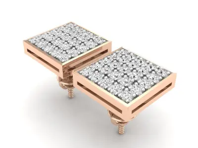 AV 493 Diamond Square Men Hip Hop Iced Stud Earrings 3D print model