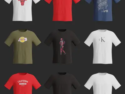 Riged Classic T-Shirt Low-poly 3D model