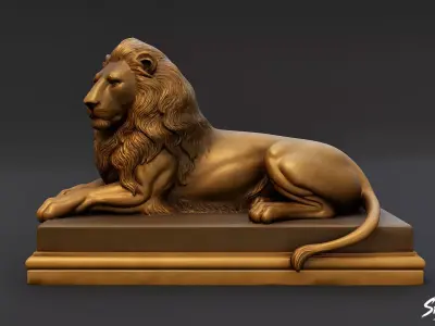 Lion Statue V8 Low-poly 3D model