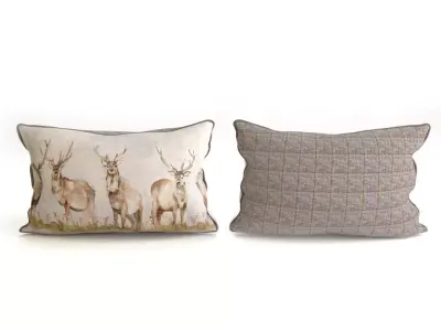 Voyage Cushion - Deers -Piped Pillow 3D model