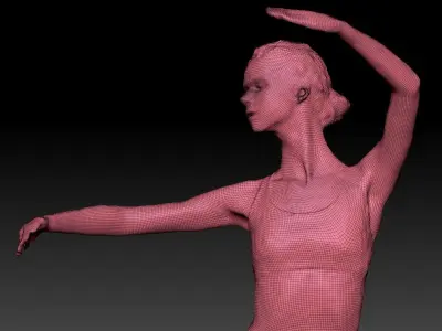 Sporty woman dancing 136 Low-poly 3D model