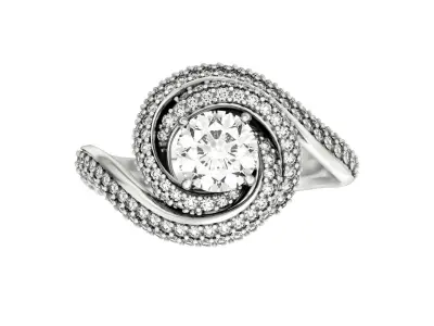 Diamond Swirl Halo engagement Ring 1304 3D print model