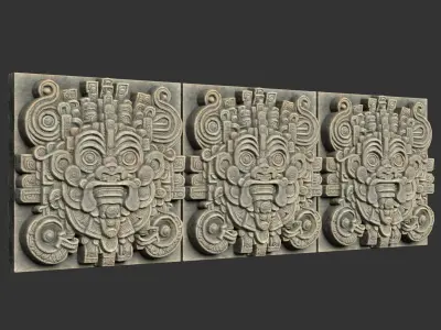 10 Low poly Mayan Temple Wall Decor 231206 Low-poly 3D model