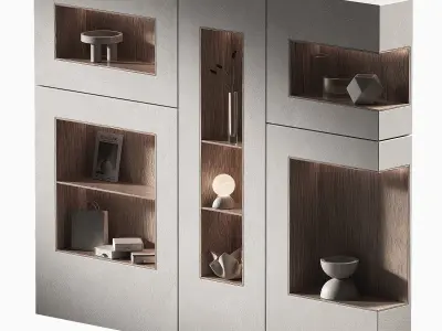 Modular rack shelf Square rectangle niche wooden built in wall 3D model