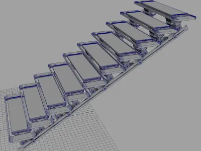 Cyberpunk  Stair -  sci fi Low-poly 3D model