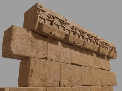 Ancient Temple Wall Modular Low-poly 3D model