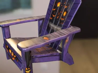 Haunted Halloween Chair Low-poly 3D model