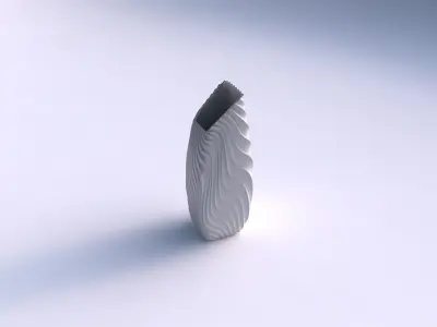 Vase bent rectangle with wavy extruded lines 3 3D print model