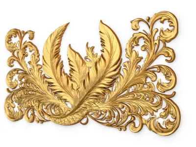 feather decor set wall panel 13 3D model