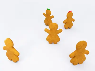 Gingerbread 3d model people Low-poly 3D model