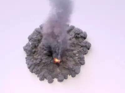 VDB  Slanted Rocket Engine Landing with pre render 3D model