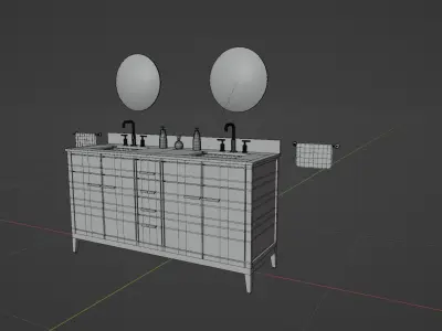 Beatrice Double Sink Navy Blue Bath Vanity Free 3D model