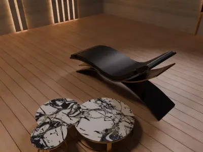 Italian Luxury Chaise Lounge and Coffee Table Low-poly 3D model