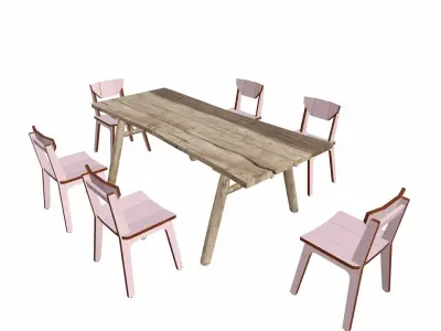 Dining Set Low-poly 3D model