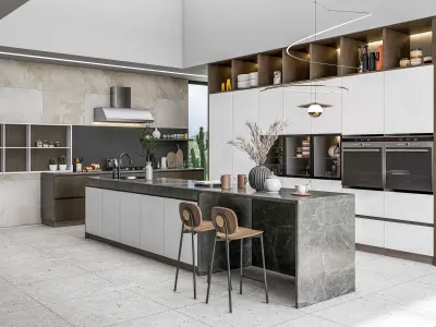 Kitchen fully parametric  Resizable manufacturable  0015 3D model