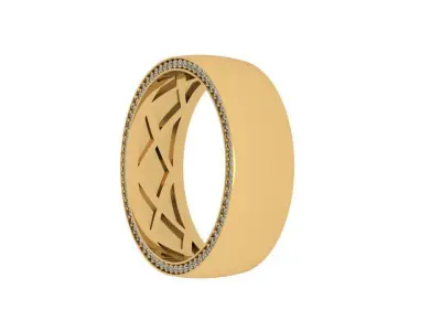 luxury plane weeding band with diamond on the side all around 3D print model