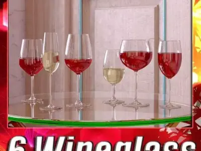 6 Wine glass Collection 3D model