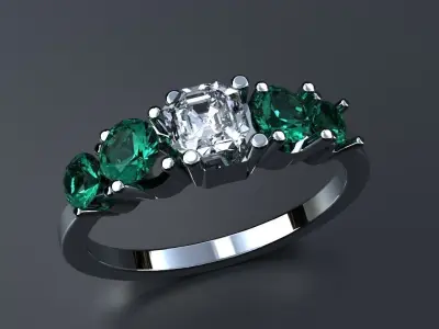 5 Stone Ladies Ring Gold Platinum Silver Womens Luxury Jewelry 3D print model