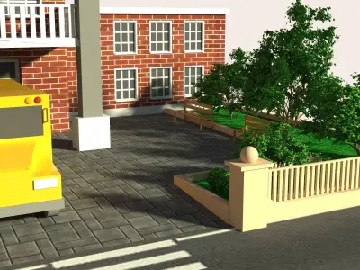 School 3D Design Low-poly 3D model