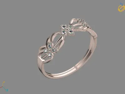 Womens Diamond Signet Ring Women Rings 3dmodels 3D print model 3D print model 65