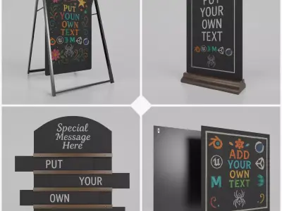 Creative Studio Essentials - Customizable Chalkboards 3D Model Collection