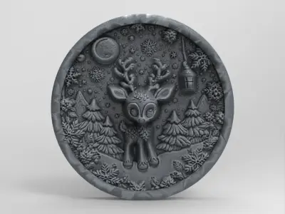 Christmas deer walldecor  3D print model