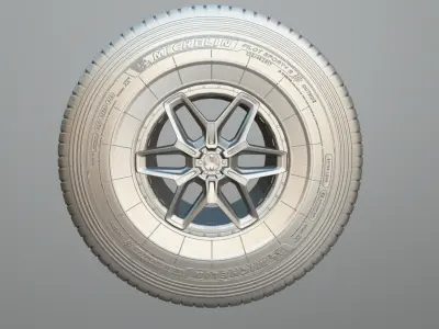 Road Wheel and Tire Low-poly 3D model