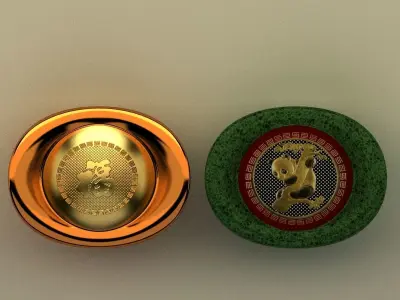 Chinese Gold Ingot  3D model 6