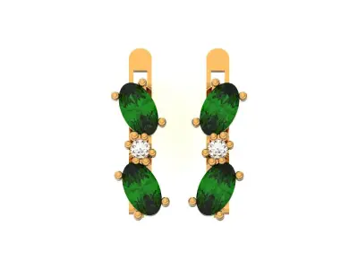 oval stone earrings 965 3D print model