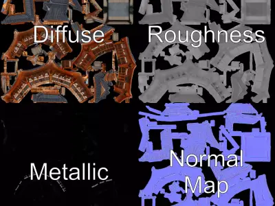 Elegant Pagoda Architecture model pack Low-poly 3D model