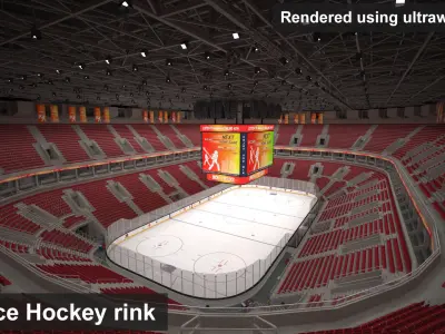 NHL and IIHF Ice Hockey Arena v2 - interior - low poly Low-poly 3D model