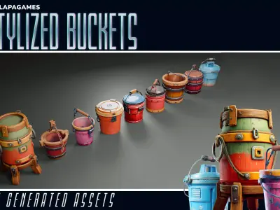 Stylized Buckets  3D model