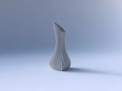 Vase puffy tappered triangle with bent extruded lines001 3D print model