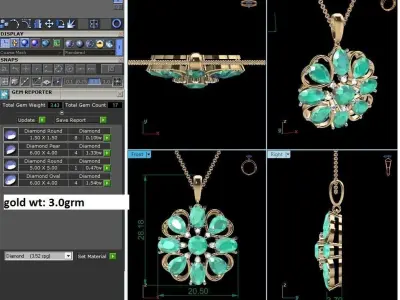 Women Pear Stone Pendant 3DM STL OBJ FBX Render Details 3D print model
