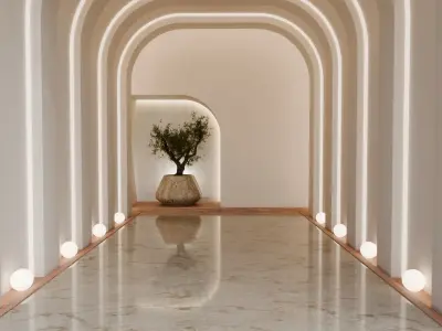 Minimalistic elegant luxury hallway design Free 3D model