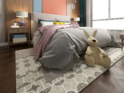 Nordic children room bedroom 3D Model Low-poly 3D model