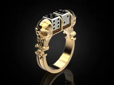 Skull Dice Ring 3D print model