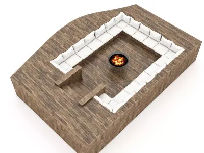 3D arden decorative fire pit model Low-poly 3D model