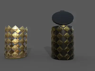 Bin Low-poly 3D model two gold vases Low-poly 3D model