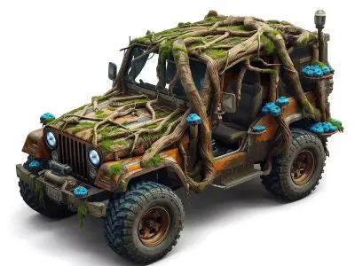 Root-Bound Forest Scout Jeep 3D Model Low-poly 3D model