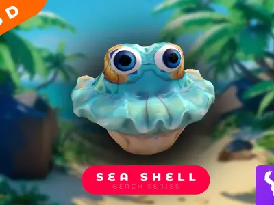 Cartoon SeaShell Low-poly 3D model