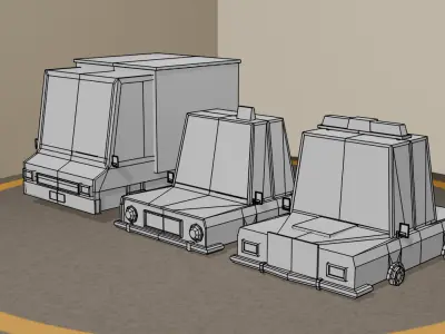 Stylized Low Poly Cars Bundle Game Ready Low-poly 3D model